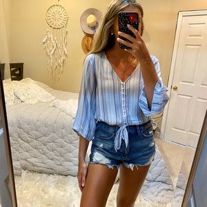 American Eagle blue striped top
